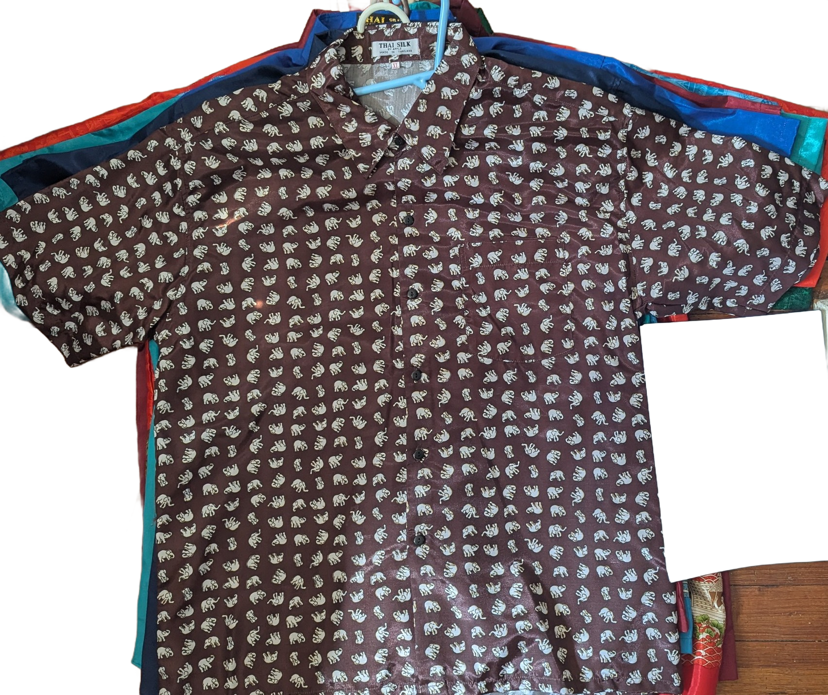 Thai Silk Elephant Print Short Sleeve Shirt – Hand Selected in Thailand
