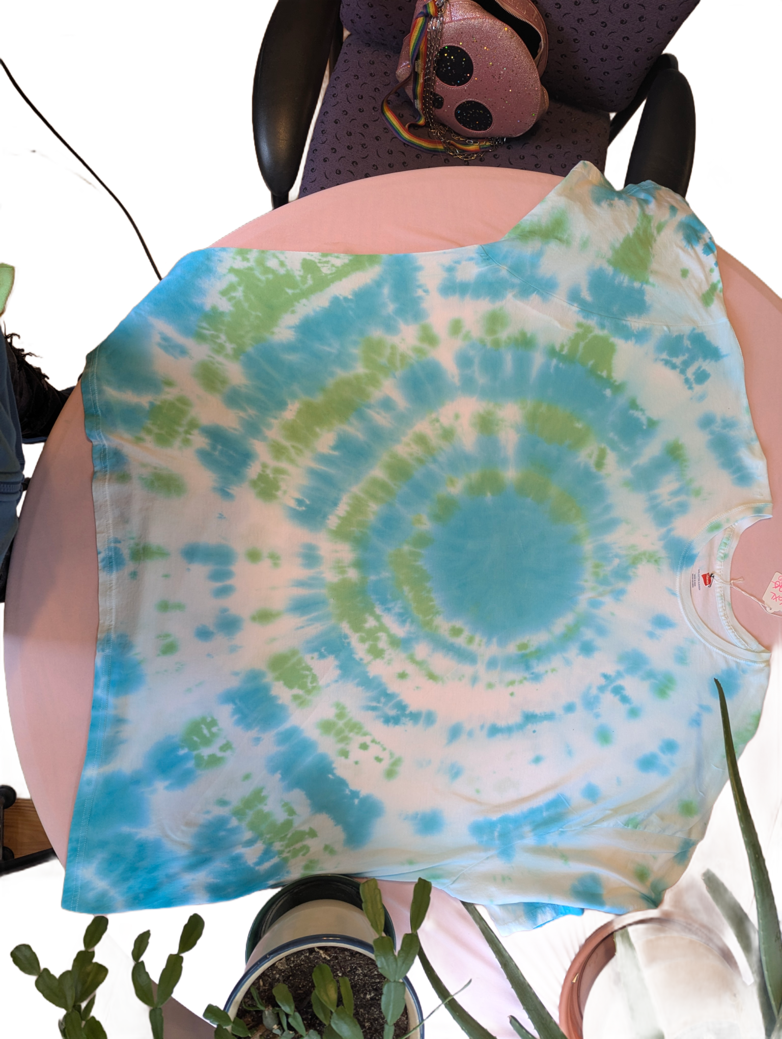 Blue & Teal Watercolor Bullseye Tie-Dye Tee – 6X