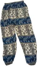 Navy & Cream Elephant Print Thai Yoga Pants – Hand Selected in Thailand