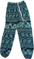 Dark Teal Elephant Print Thai Yoga Pants – Hand Selected in Thailand