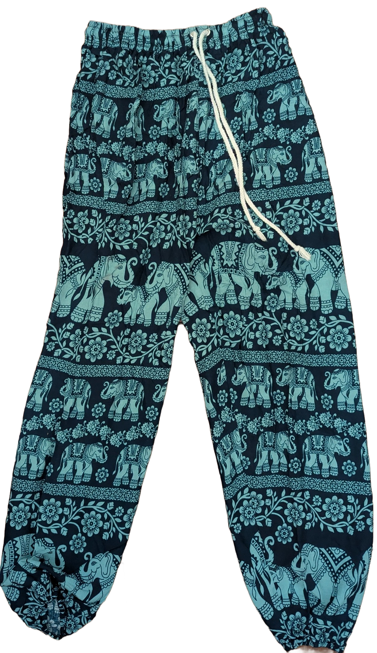 Dark Teal Elephant Print Thai Yoga Pants – Hand Selected in Thailand