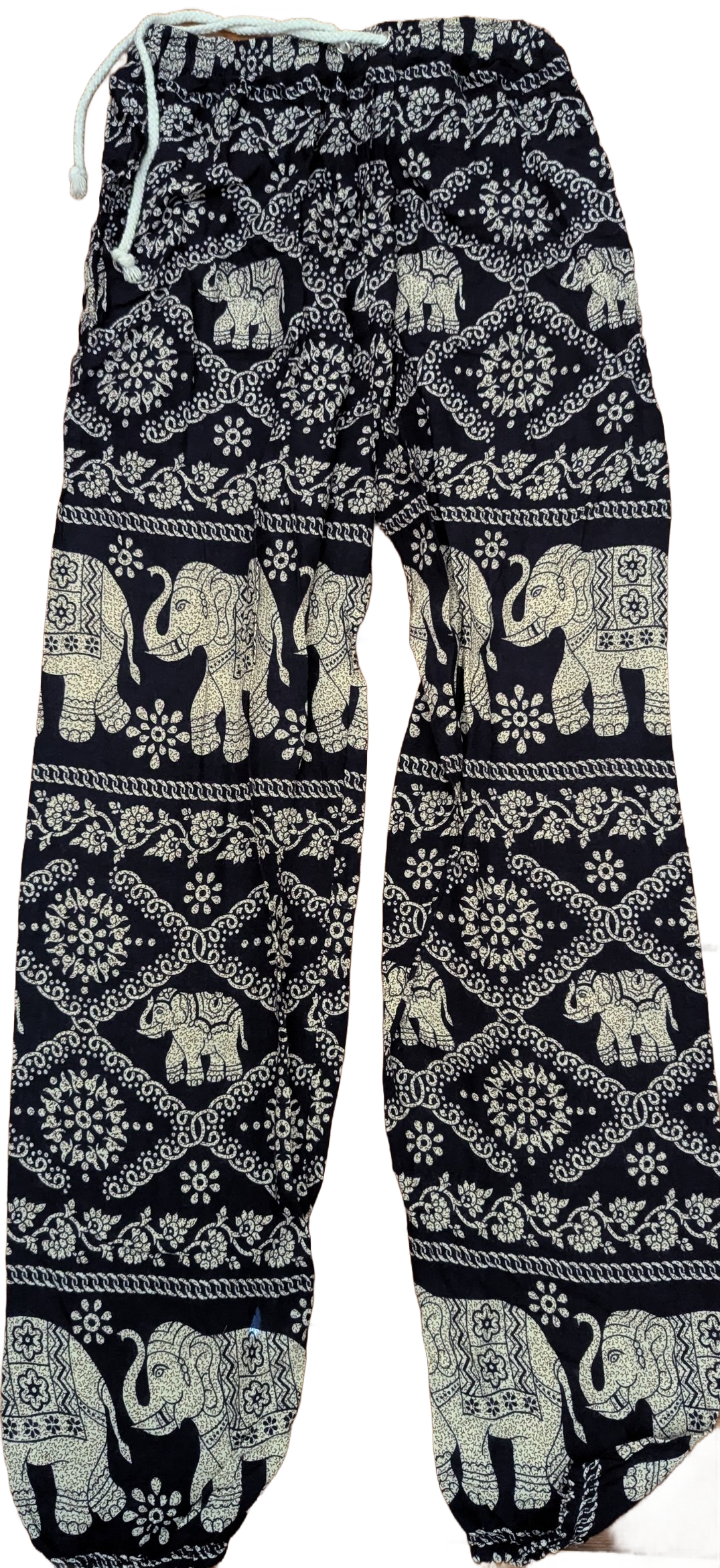 Black & Grey Elephant Medallion Thai Harem Pants – Hand Selected in Thailand