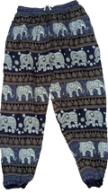 Black & Silver Elephant Medallion Thai Jogger Pants – Hand Selected in Thailand