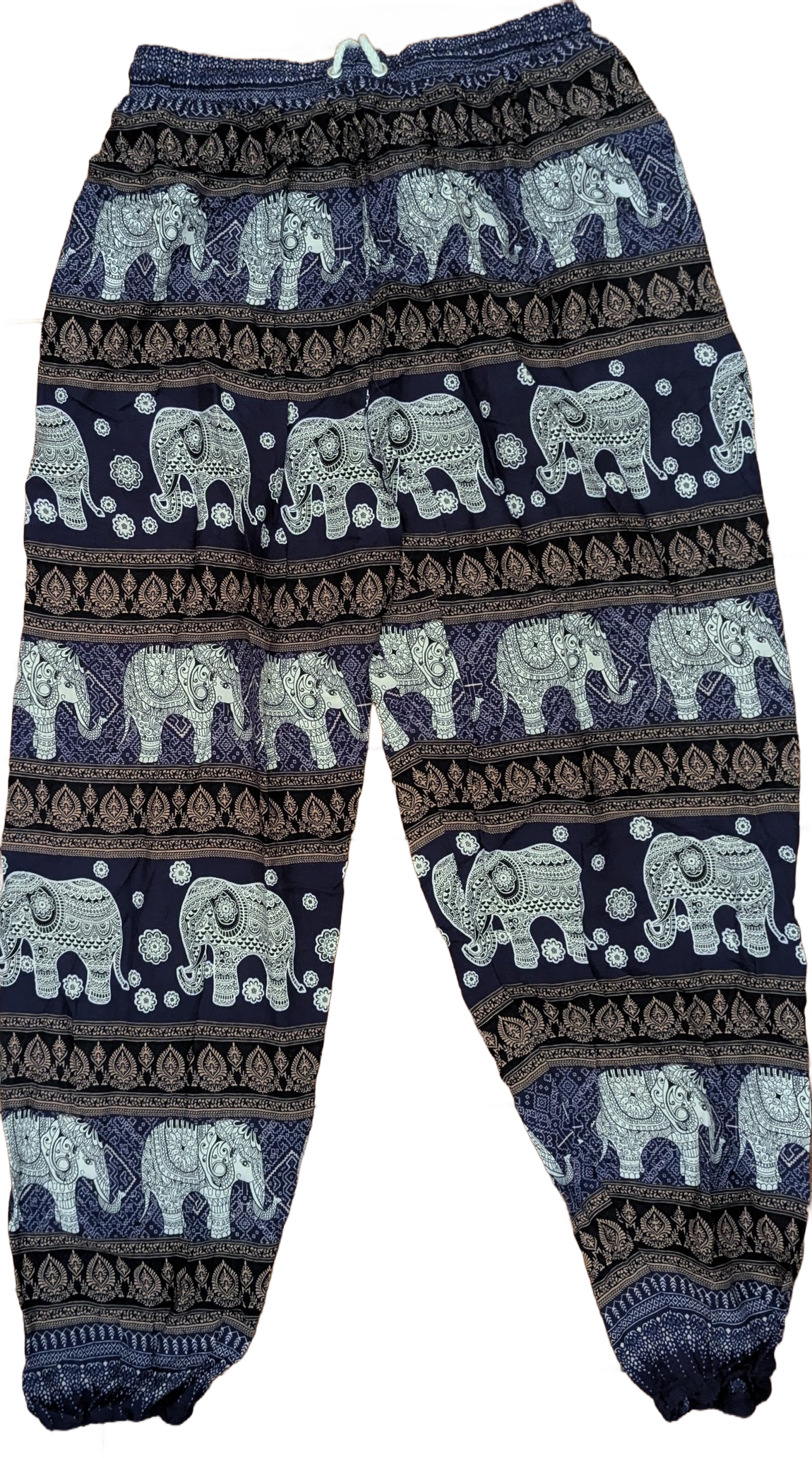 Black & Silver Elephant Medallion Thai Jogger Pants – Hand Selected in Thailand