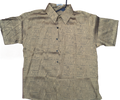 Olive Geometric Jacquard Thai Silk Shirt – Hand Selected in Thailand
