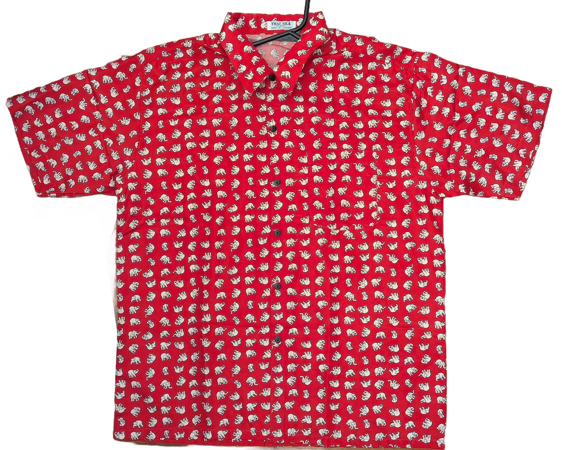 Red Elephant Print Thai Silk Shirt – Hand Selected in Thailand