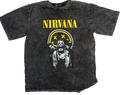 Nirvana Acid Wash Band Photo & Smiley Face T-Shirt