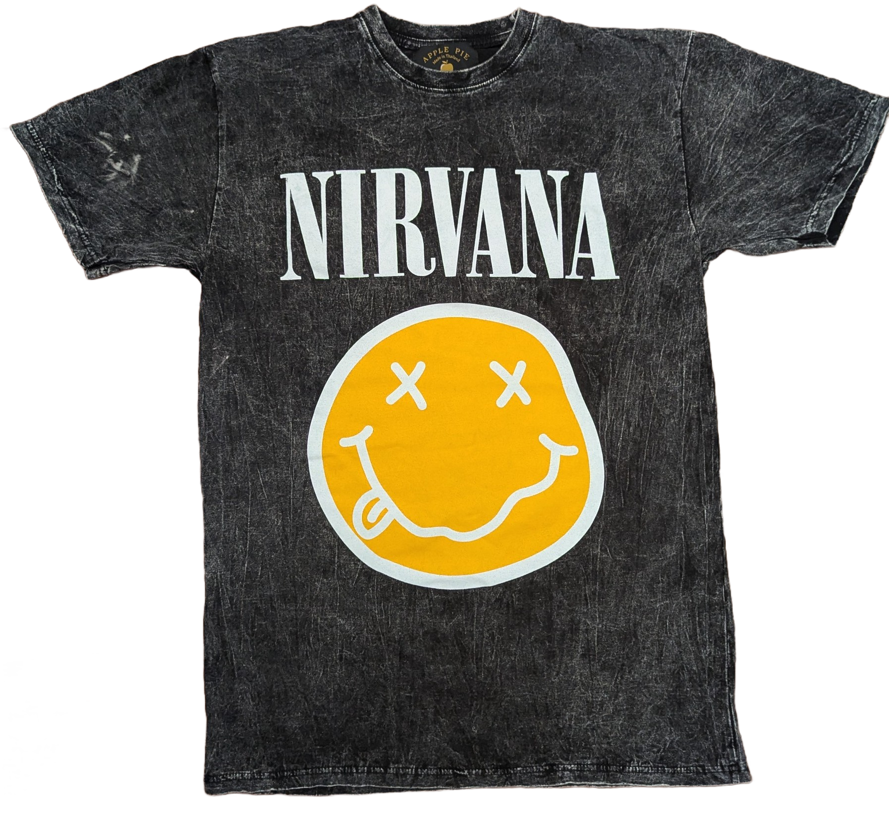 Nirvana Acid Wash Large Smiley Face T-Shirt