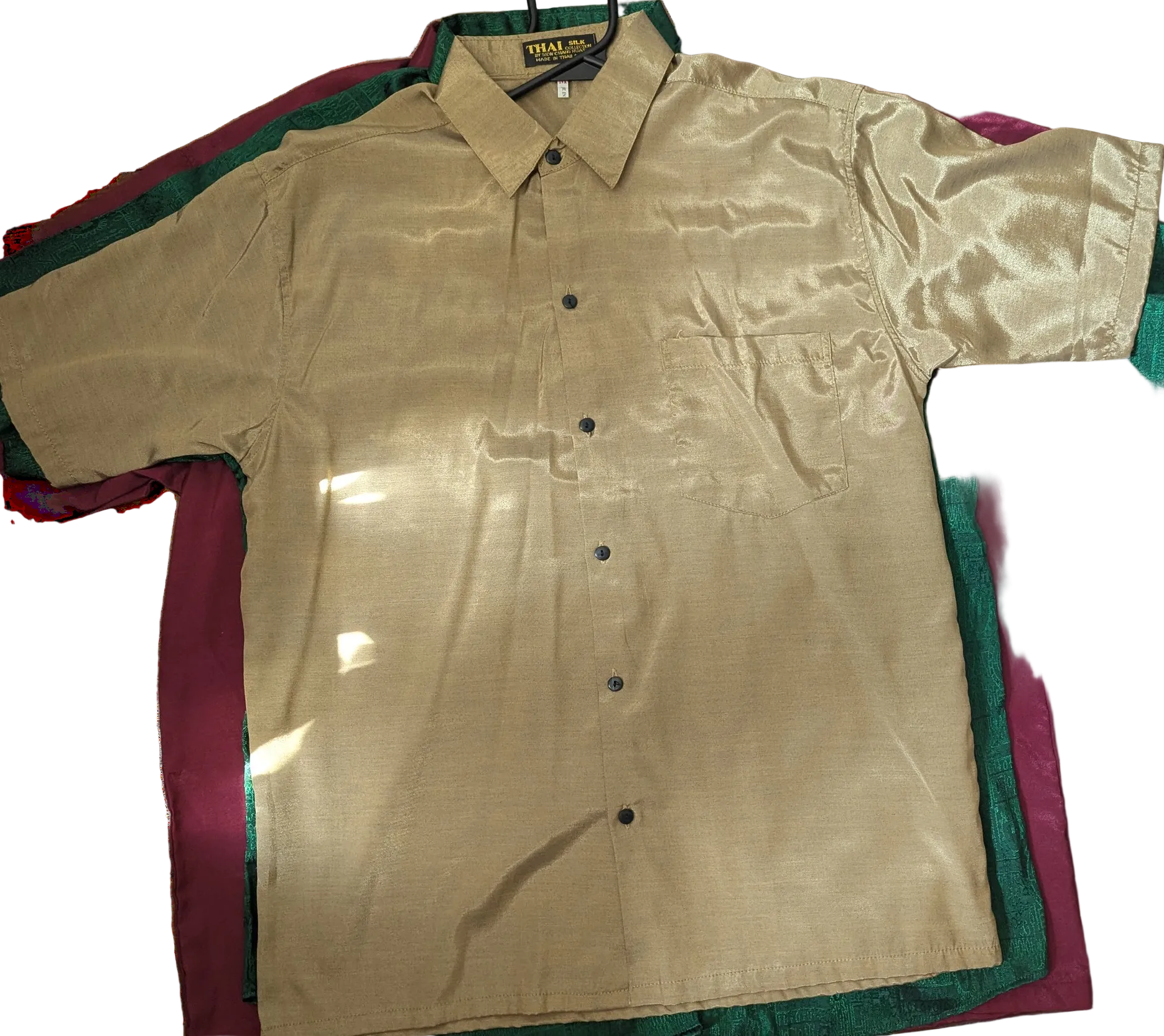 Thai Silk Short Sleeve Shirt – Teal & Turquoise Shades