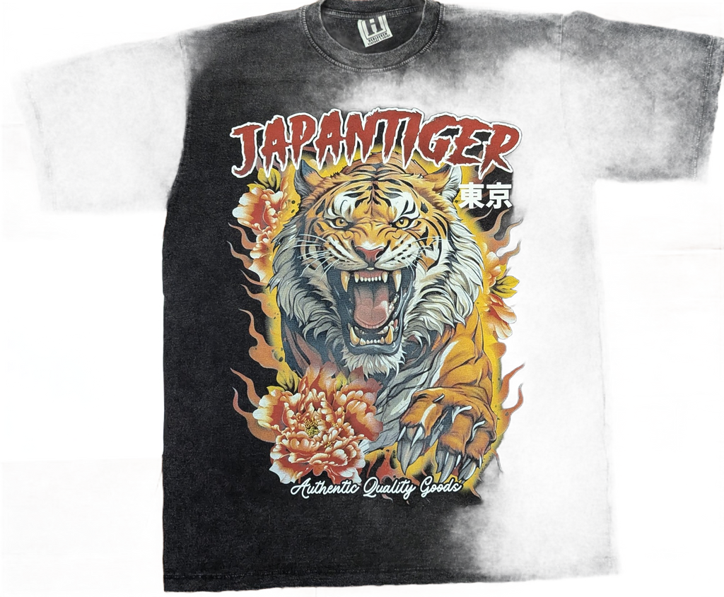 Japan Tiger "Authentic Quality Goods" Acid Wash T-Shirt – Charcoal