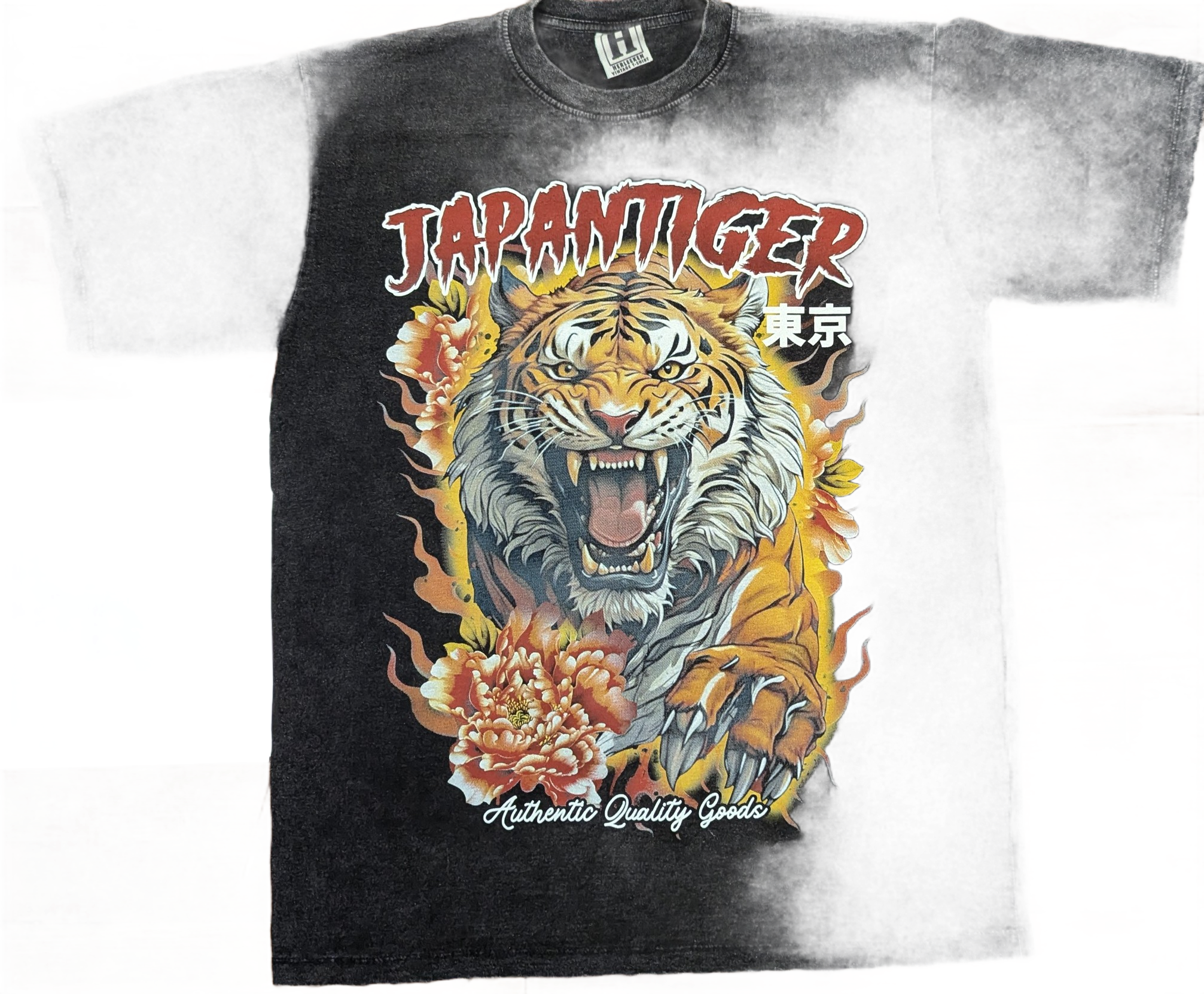 Japan Tiger "Authentic Quality Goods" Acid Wash T-Shirt – Charcoal