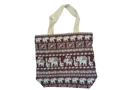 Dark Brown & Cream Elephant Stripe Canvas Tote Bag – Hand Selected in Thailand
