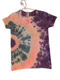 Peach & Purple Bullseye V-Neck Tie-Dye Tee