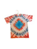 เสื้อยืดมัดย้อมลายเป้าเพชร - สีแดง, ขาว และน้ำเงิน