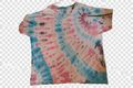 เสื้อยืดมัดย้อมคอวีลายวน - ชมพู น้ำเงิน และชาร์โคล