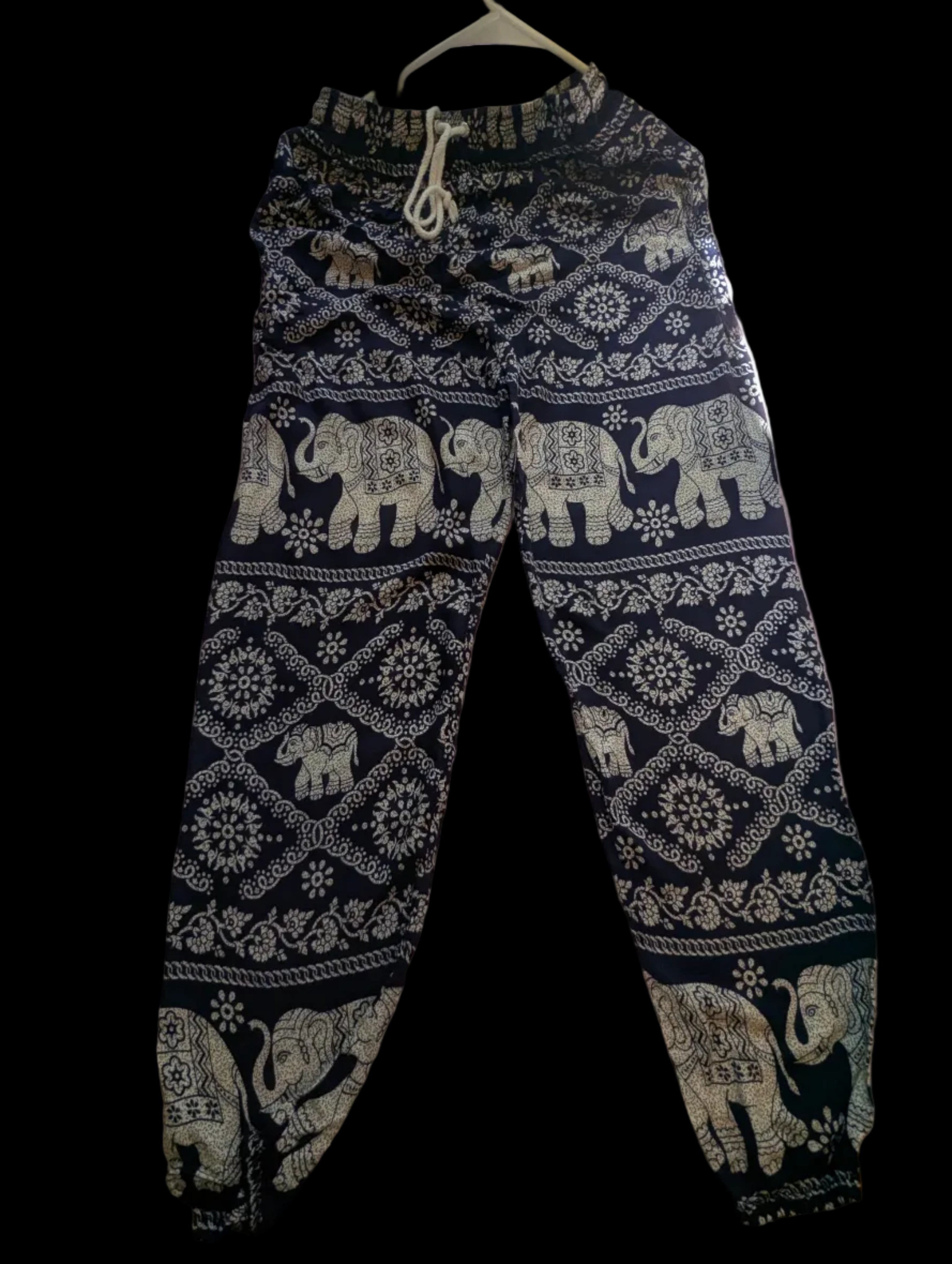 Navy & Cream Elephant Medallion Jogger Pants – Hand Selected in Thailand