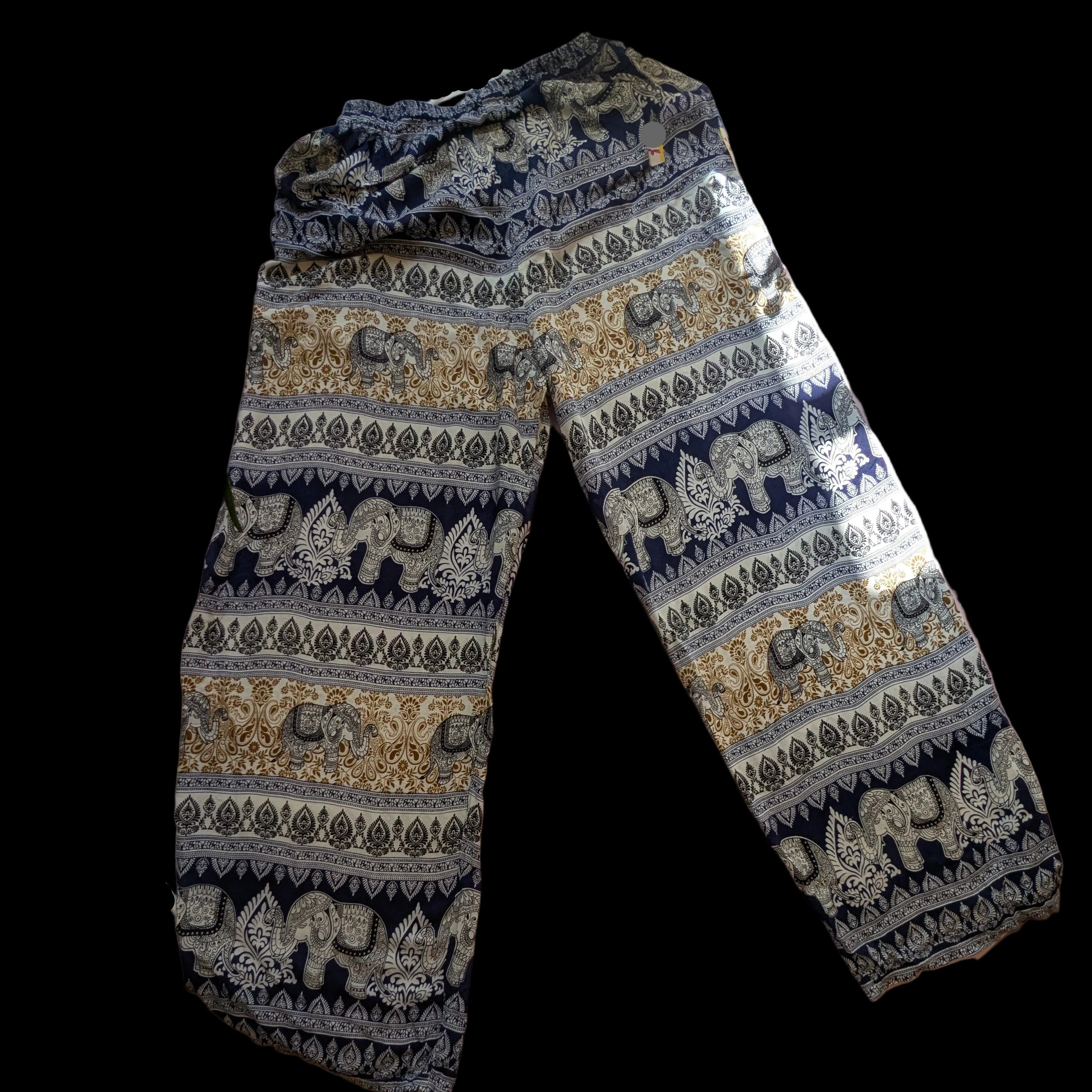 Navy & Gold Elephant Stripe Thai Dance Pants – Hand Selected in Thailand