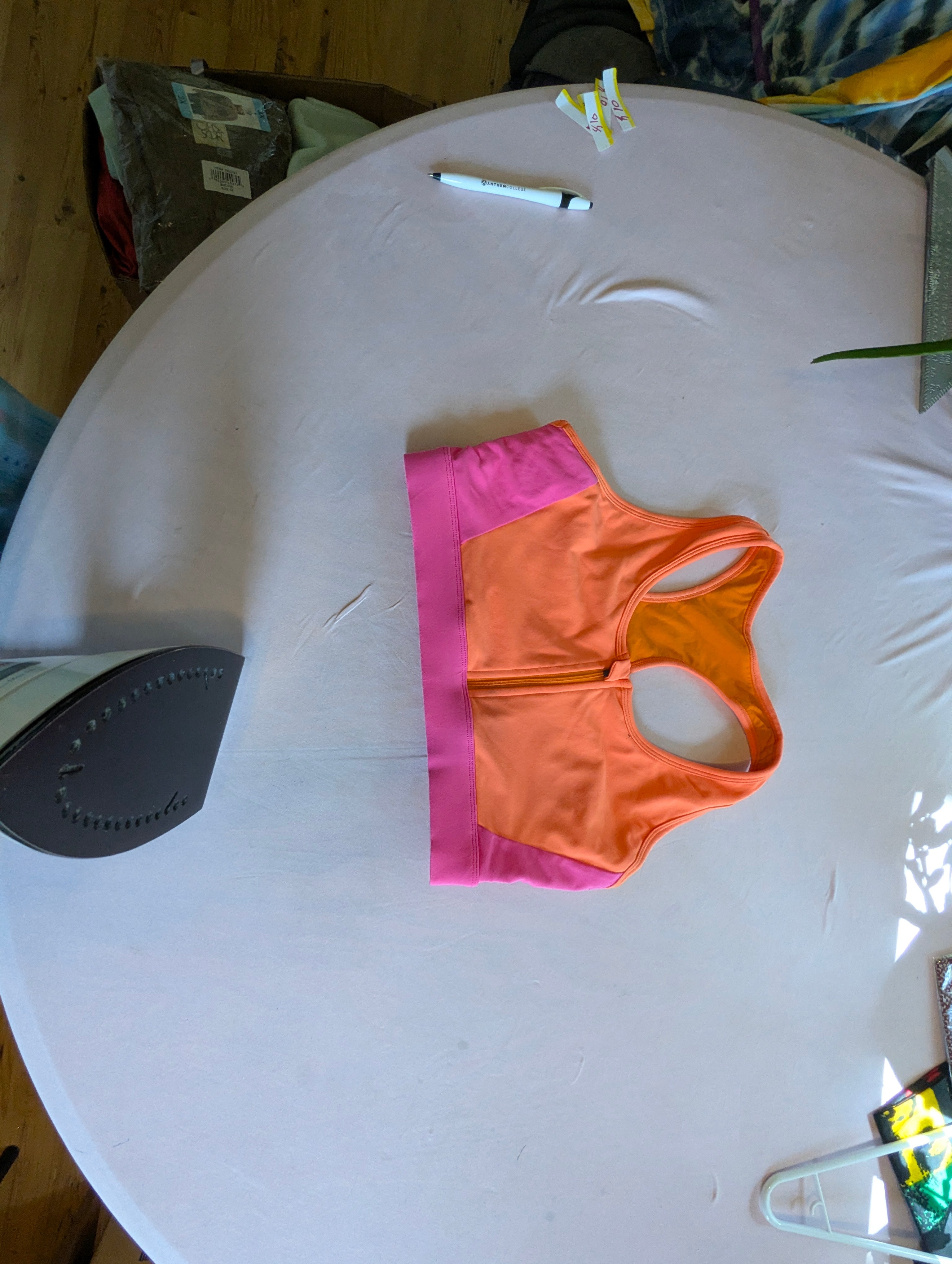 Orange & Pink Color Block Sports Bra