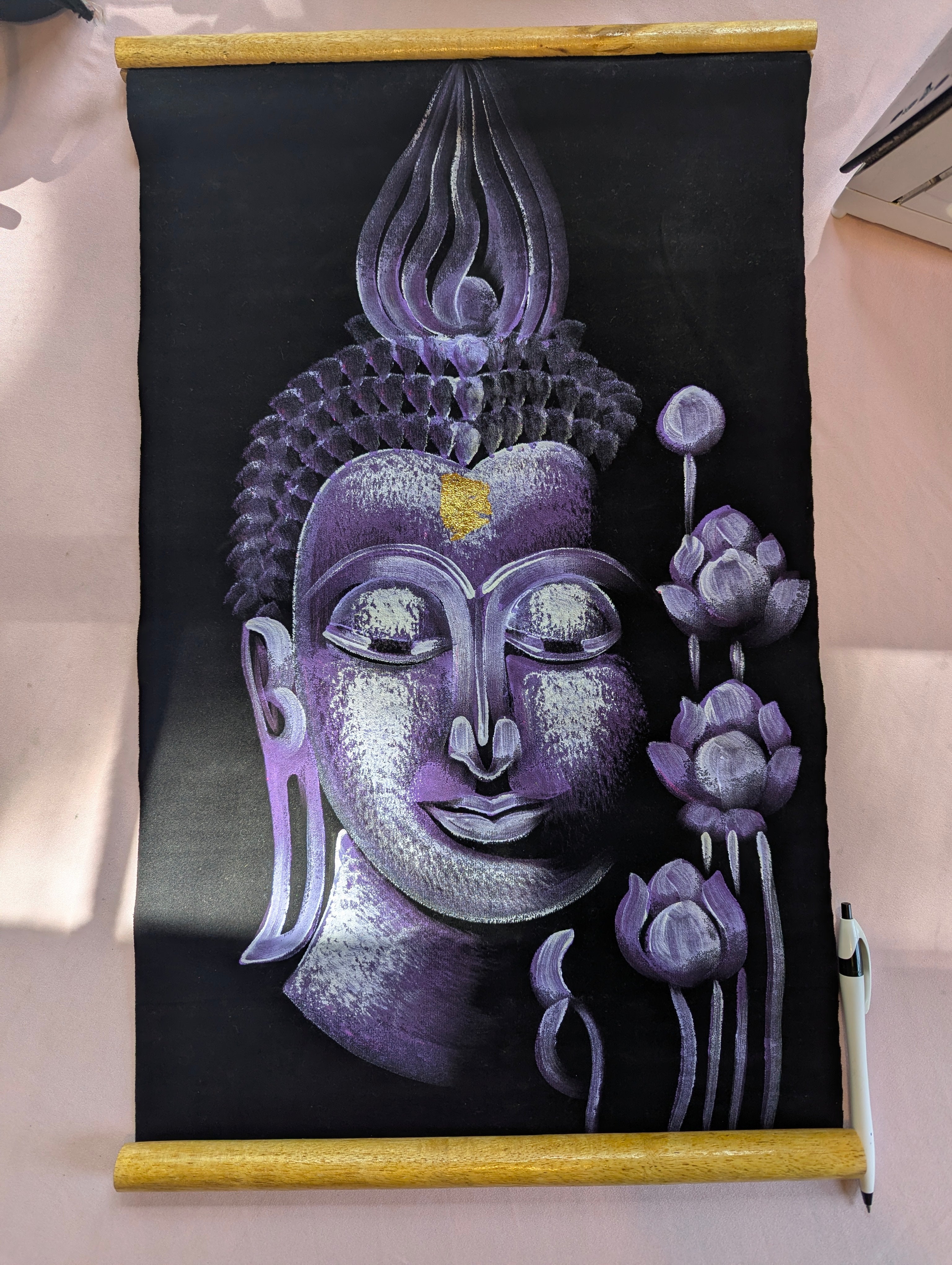 Thai Buddha & Elephant Scroll Paintings