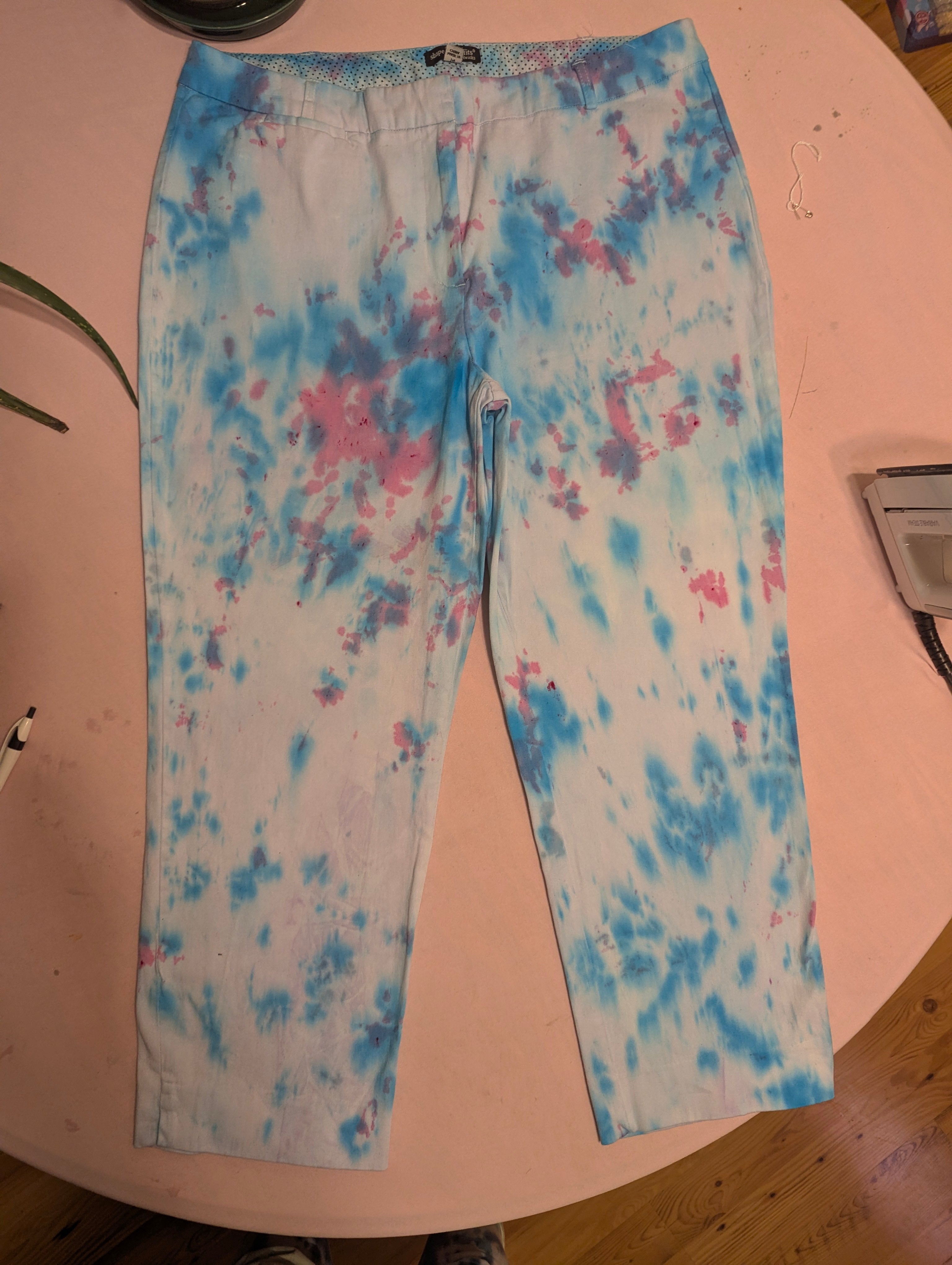Tie-Dye Capri Pants No. 3 – Teal & Purple